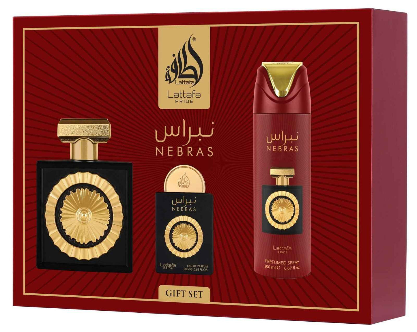 Coffret cadeau Nebras (3 pièces) - Lattafa Pride - PARFUM DUBAI STORE