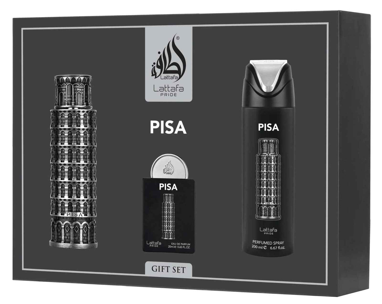 Coffret cadeau Pisa (3 pièces) - Lattafa Pride - PARFUM DUBAI STORE