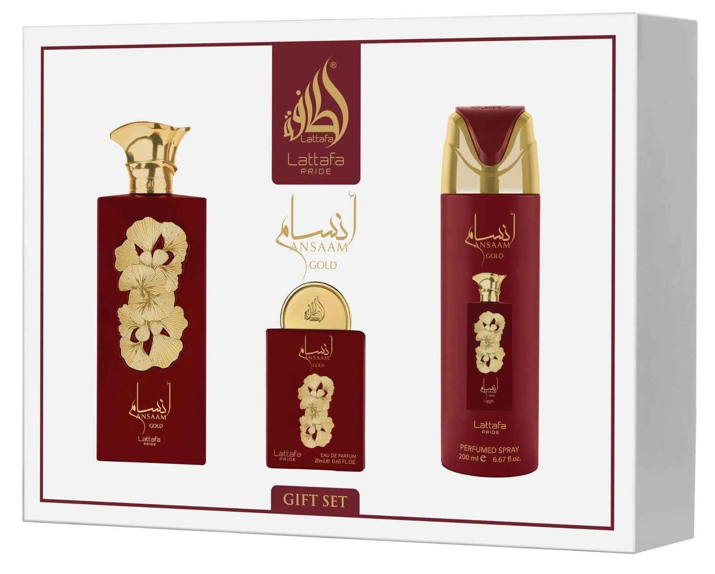 Coffret cadeau Ansaam Gold (3 pièces) - Lattafa Pride - PARFUM DUBAI STORE