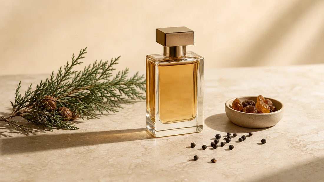 Flacon générique de parfum oriental aux accents boisés et ambrés