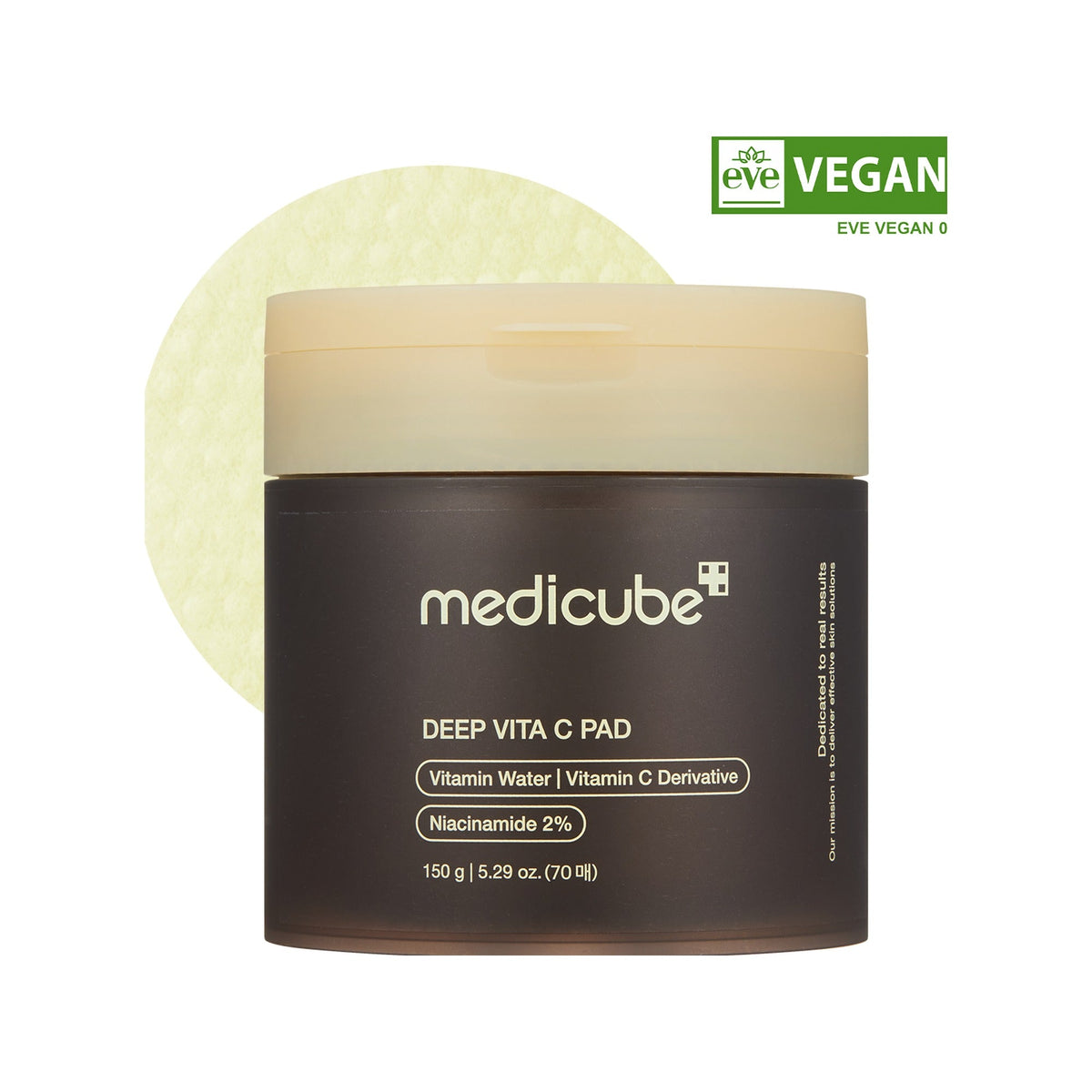 Pad vitamine C Medicube Deep Vita C déplié, face gaufrée visible