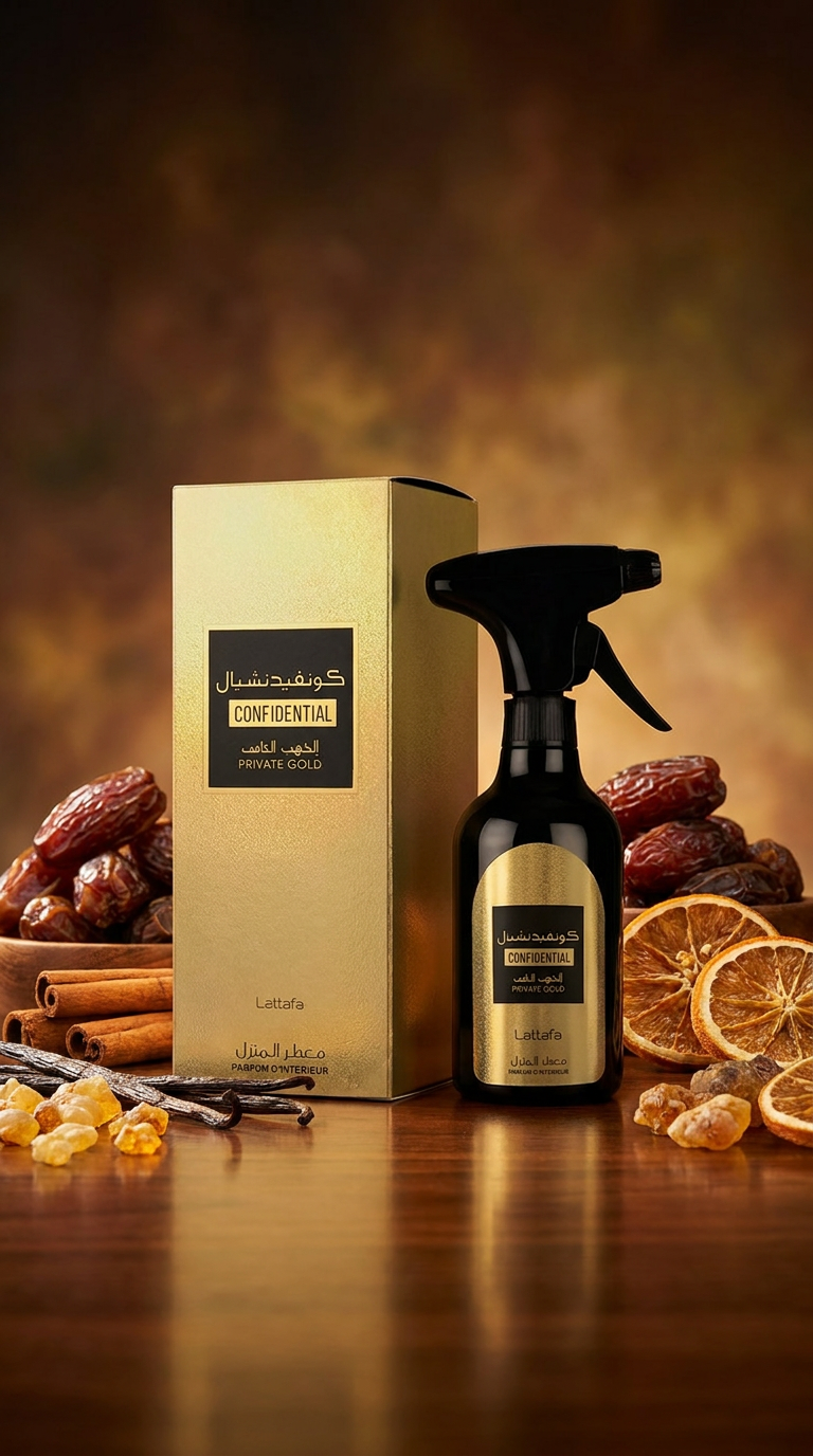 Spray Textile et interieur Confidential Gold - Lattafa