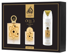 Coffret cadeau Tharwah Gold (3 pièces) - Lattafa Pride - PARFUM DUBAI STORE