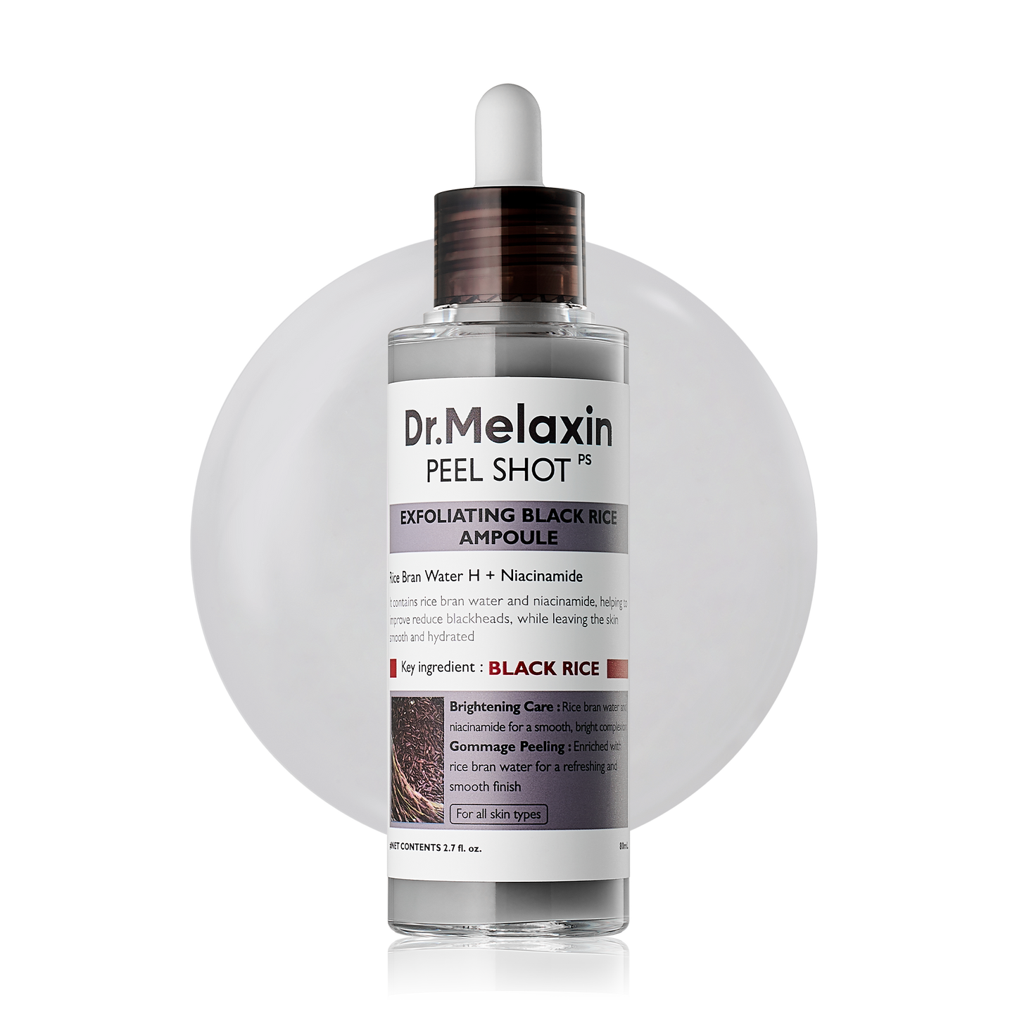 Dr. Melaxin Peel Shot Exfoliating Black Rice Ampoule 80 ml - ampoule exfoliante au riz noir fermenté