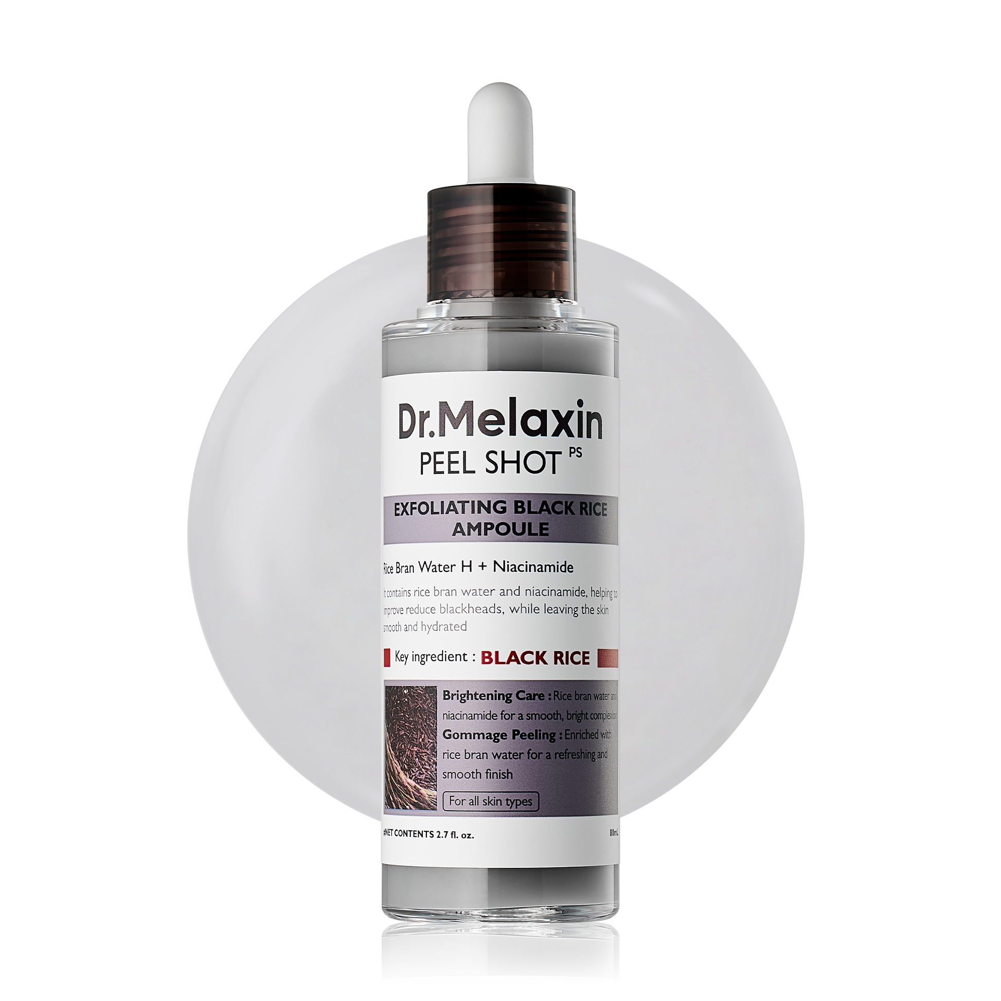 Dr. Melaxin Peel Shot Exfoliating Black Rice Ampoule 80 ml - ampoule exfoliante au riz noir fermenté