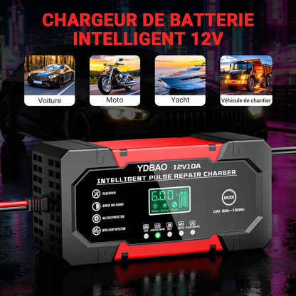 MSPURE Chargeur de batterie automobile 12 V 10 A