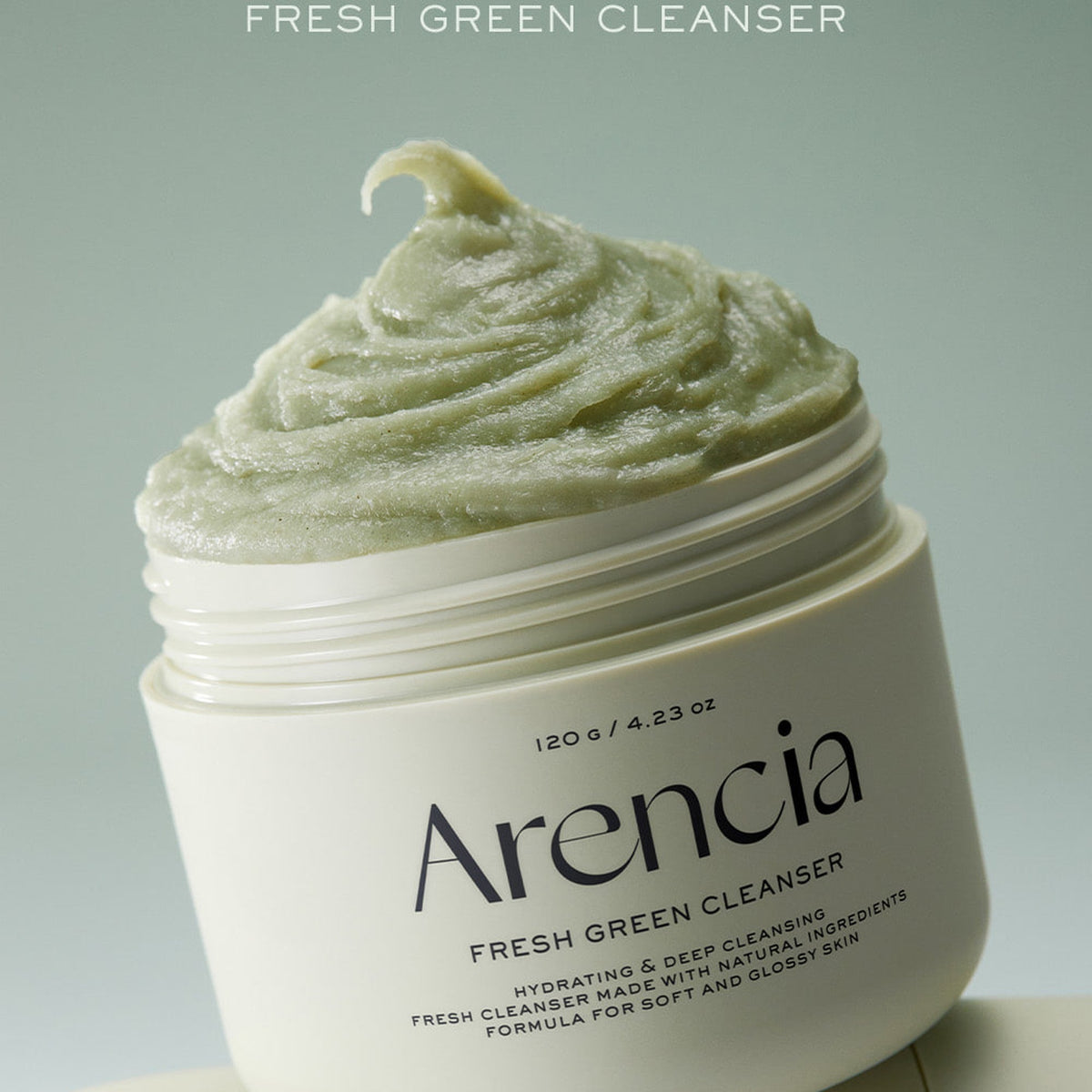 Texture verte élastique du nettoyant au riz Arencia avant mise en mousse