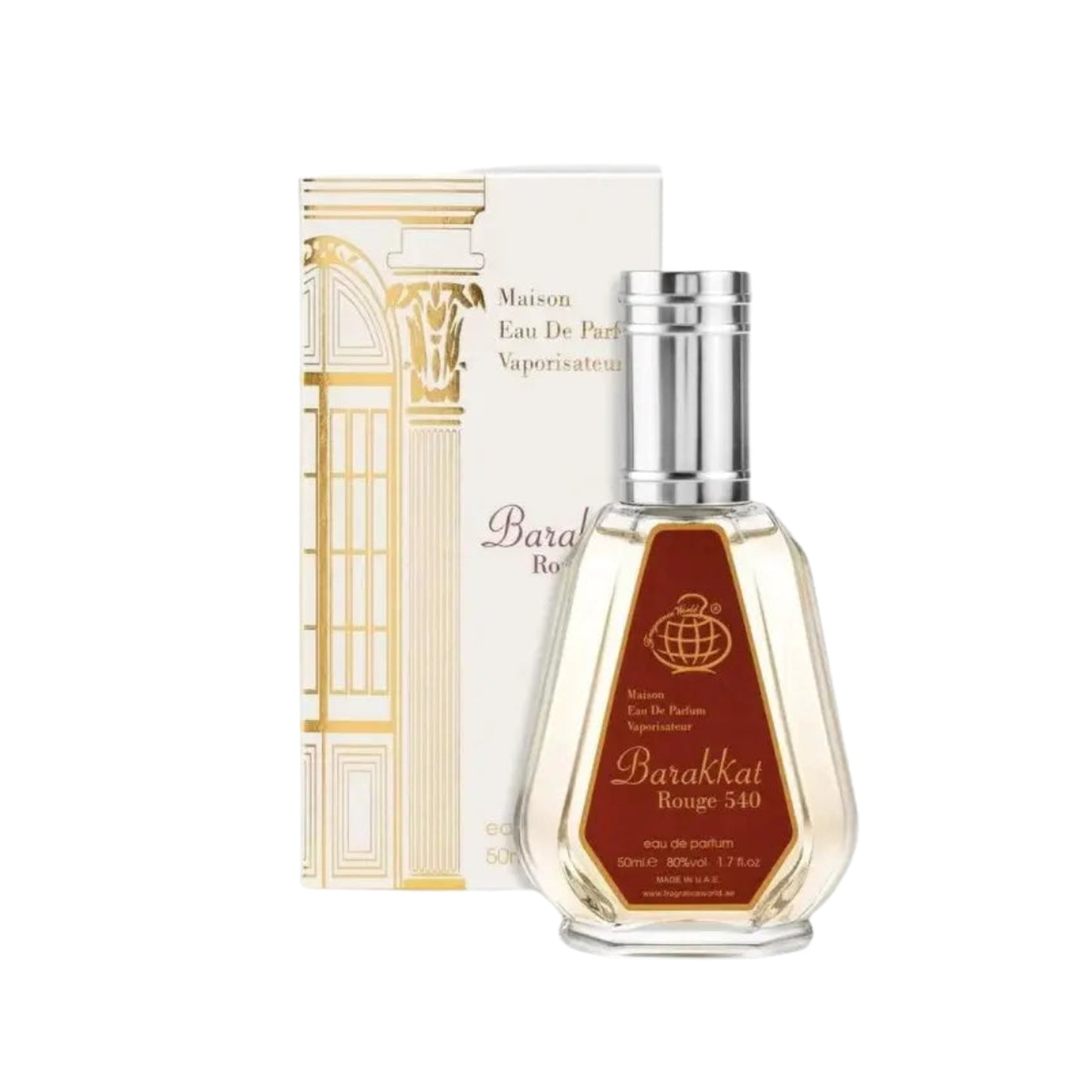 Flacon Barakkat Rouge 540 50 ml eau de parfum Fragrance World, accord safran ambre boise