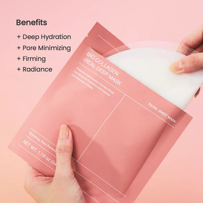 Masque hydrogel au collagène Biodance déplié, texture de gel translucide