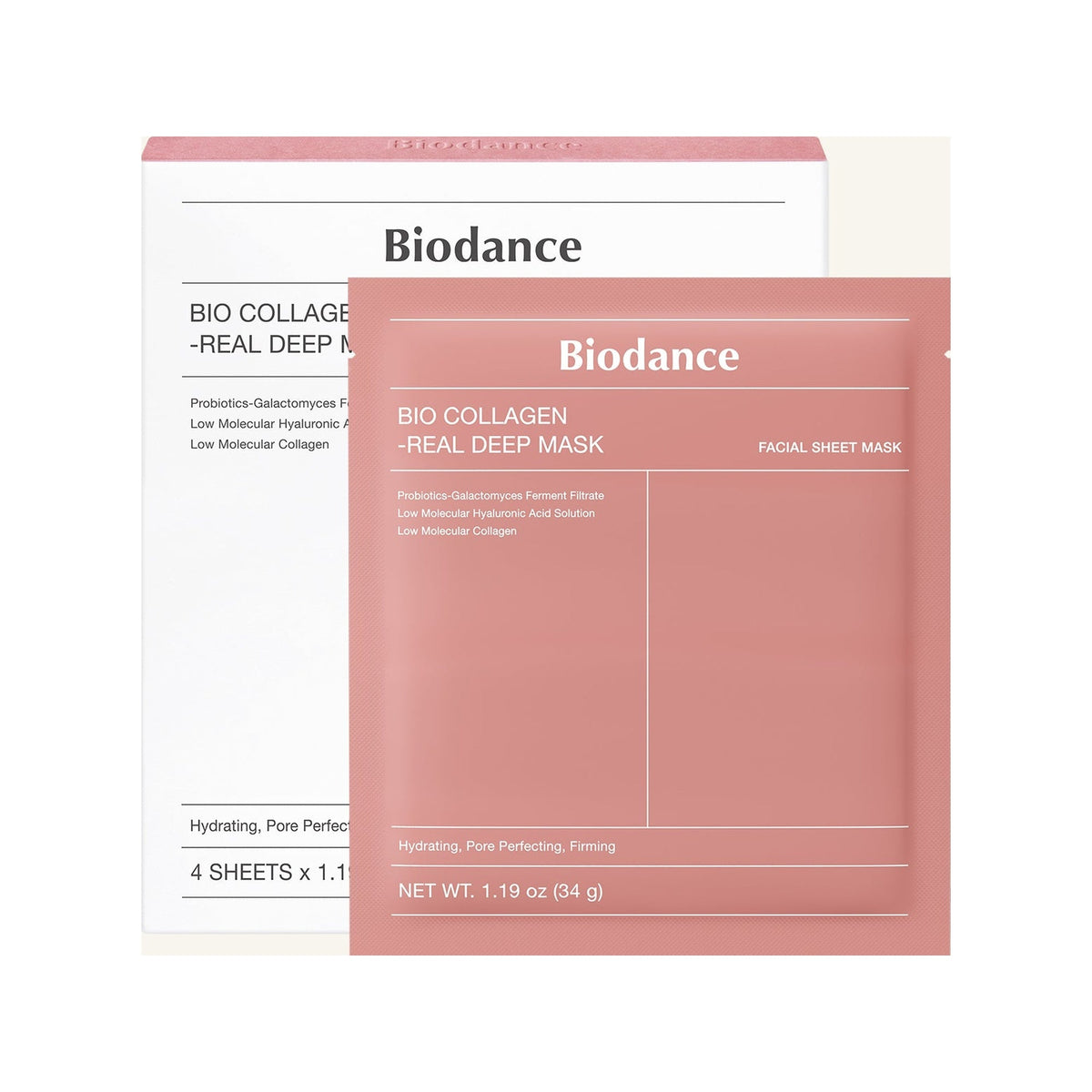 Boîte de quatre masques Biodance Bio-Collagen Real Deep Mask, vue de face