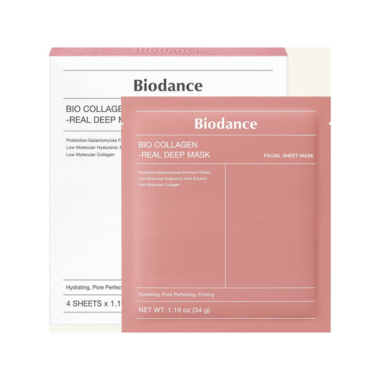 Boîte de quatre masques Biodance Bio-Collagen Real Deep Mask, vue de face