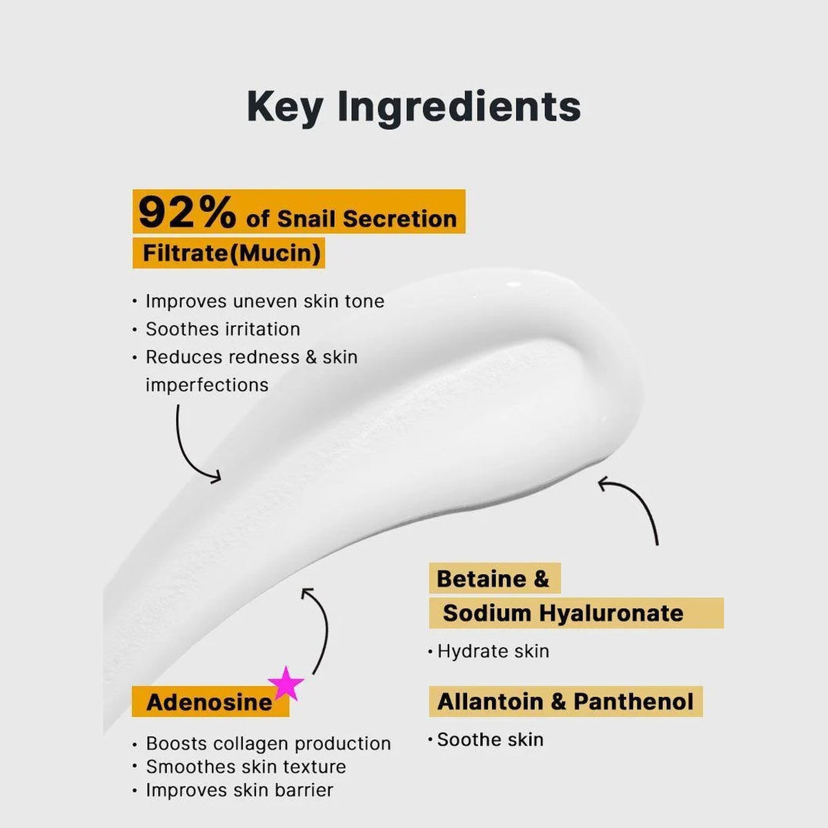 Texture de la crème à la mucine d'escargot COSRX Snail 92 sur la peau