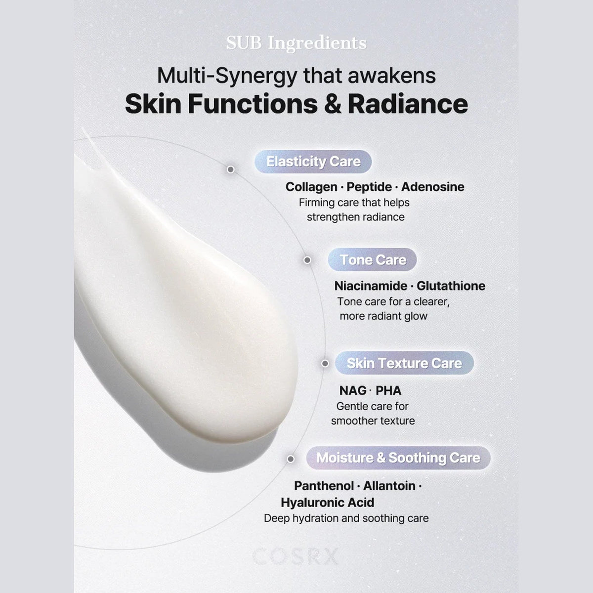 Texture crème opalescente du masque peel-off au PDRN de COSRX
