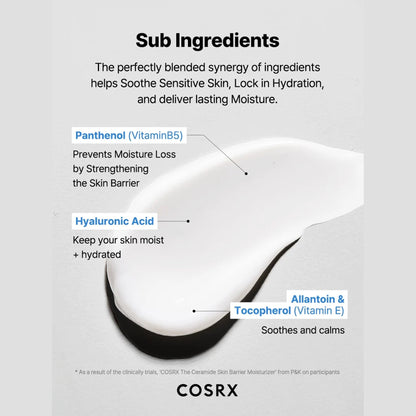 Texture veloutée de la crème barrière aux céramides COSRX sur la peau
