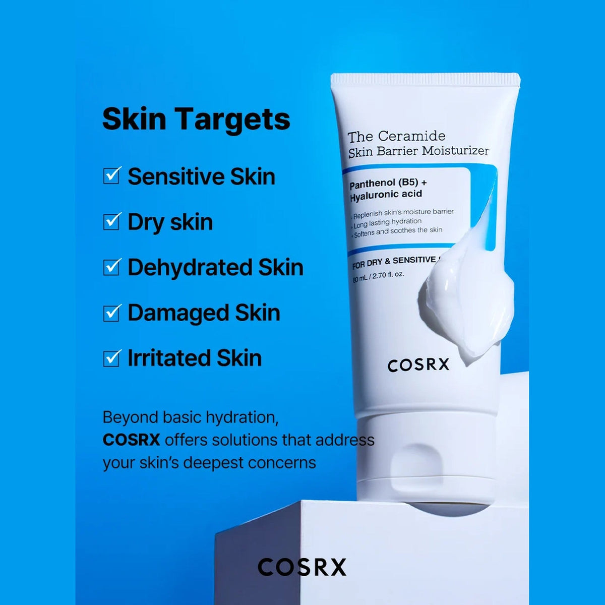 Détail de l'emballage de la crème aux céramides coréenne COSRX, 80 ml