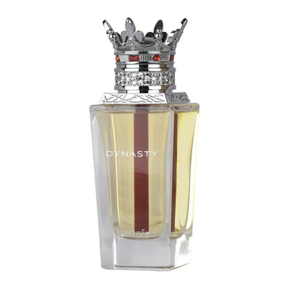 Flacon et coffret Dynasty Lattafa Eau de Parfum 100 ml, parfum mixte boise aromatique