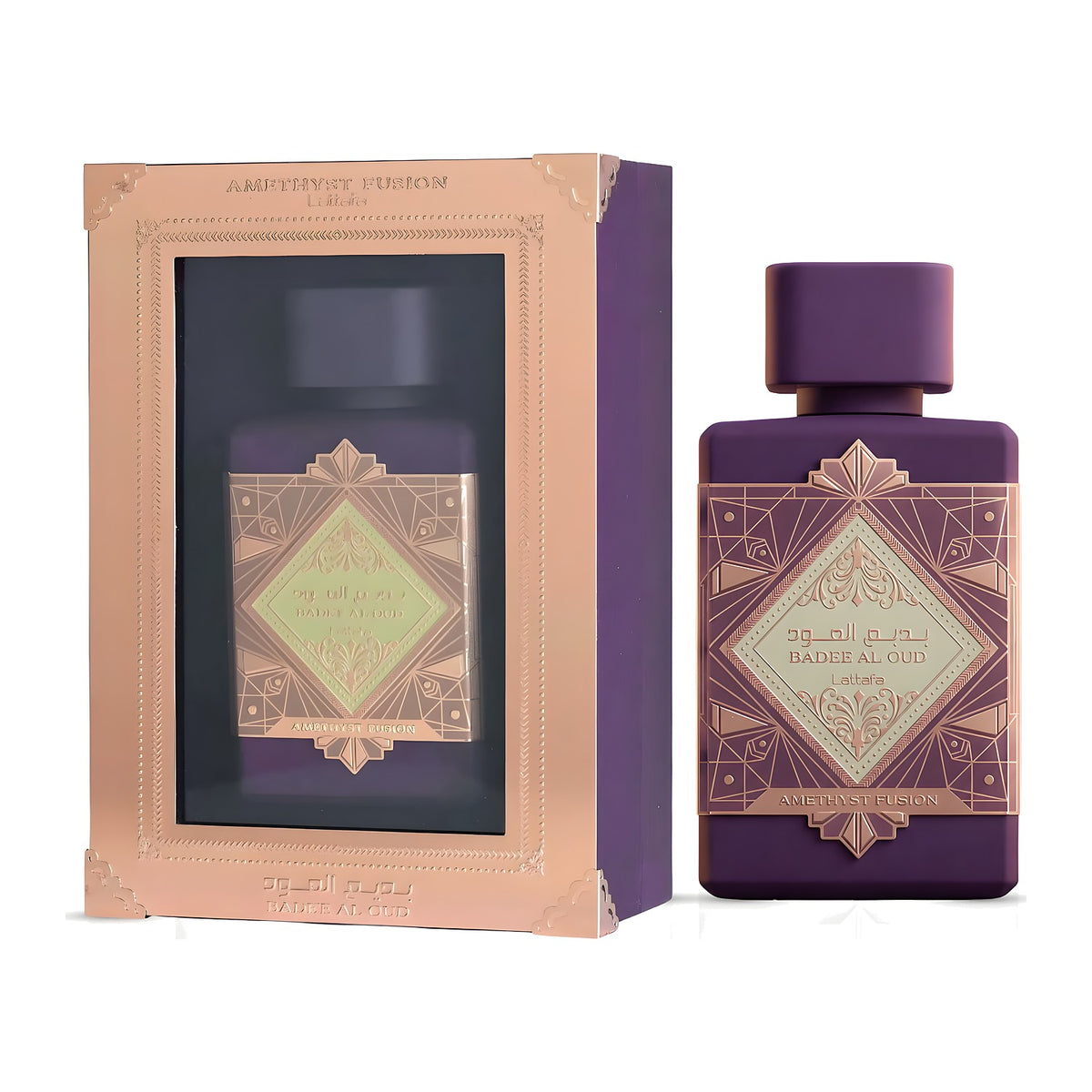 Badee Al Oud Amethyst Fusion 100 ml - Lattafa, flacon et étui - PARFUM DUBAI STORE
