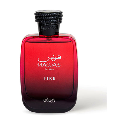 Hawas Fire Rasasi for him eau de parfum 100ml flacon noir médaillon rouge
