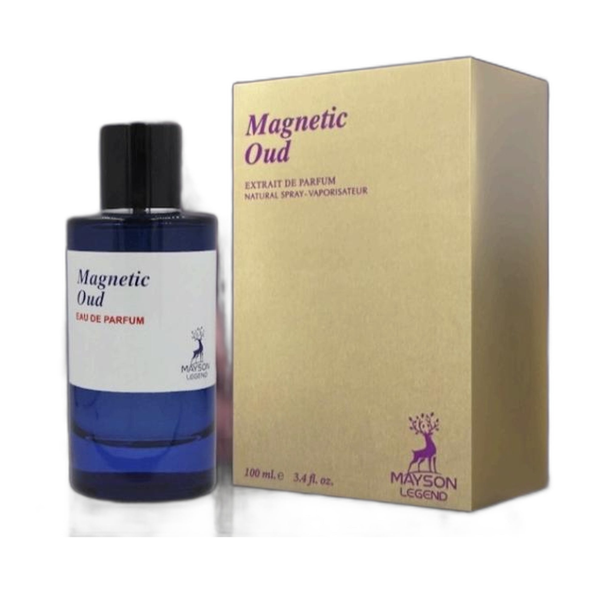 Flacon Extrait de Parfum Magnetic Oud 100 ml Mayson Legend, parfum boise oud et ambre mixte