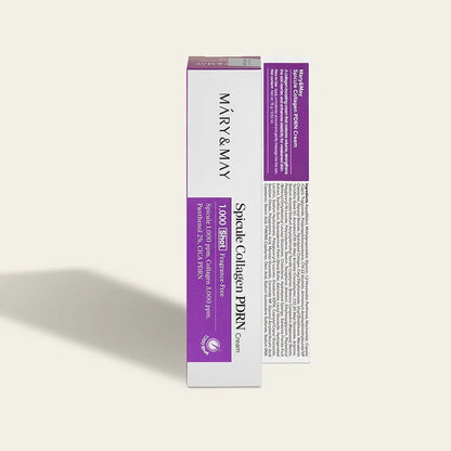 Détail de l'emballage de la crème aux spicules Mary&May Collagen PDRN