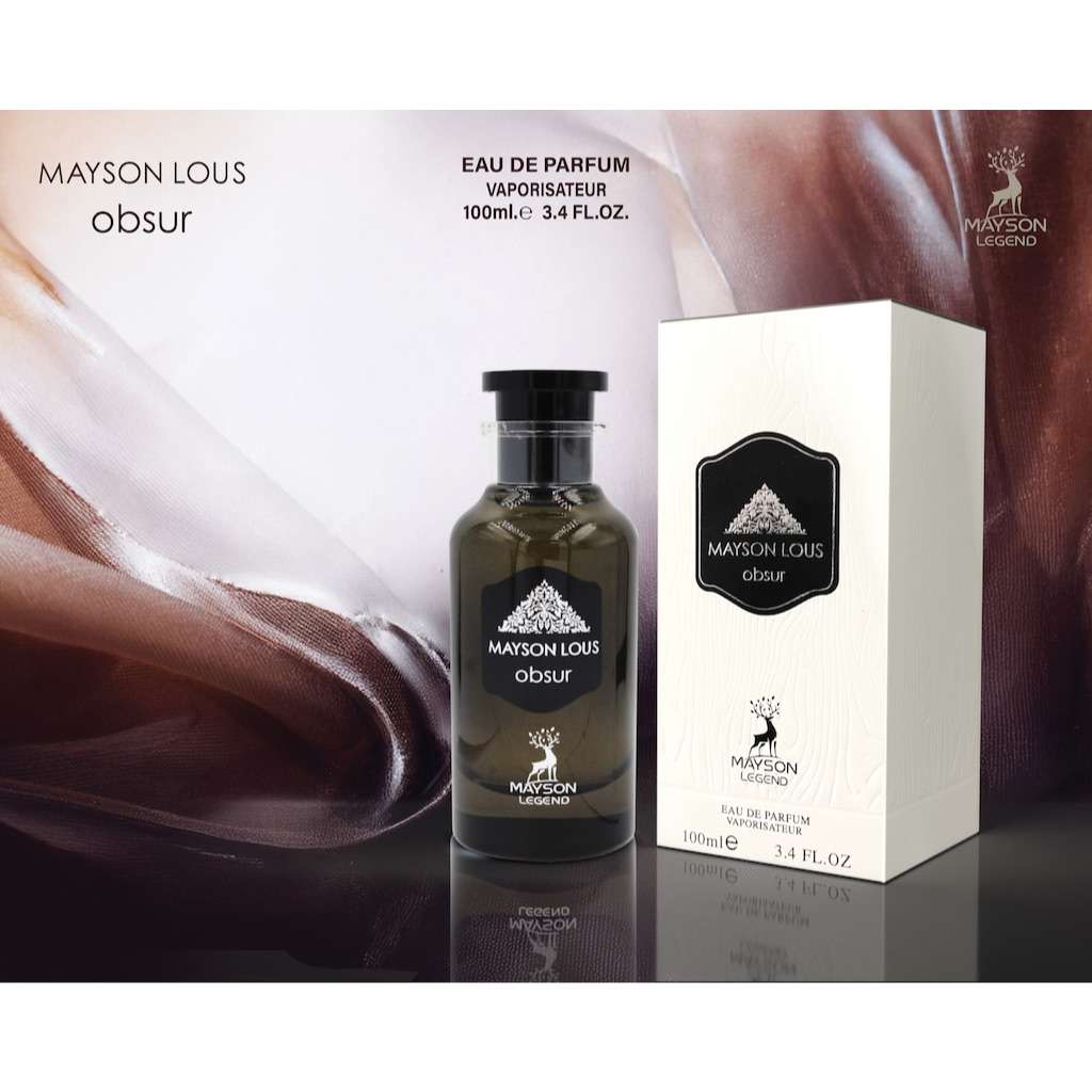 Eau de Parfum Lous Obsur 100 ml Mayson Legend, flacon fumé kaki foncé capuchon noir