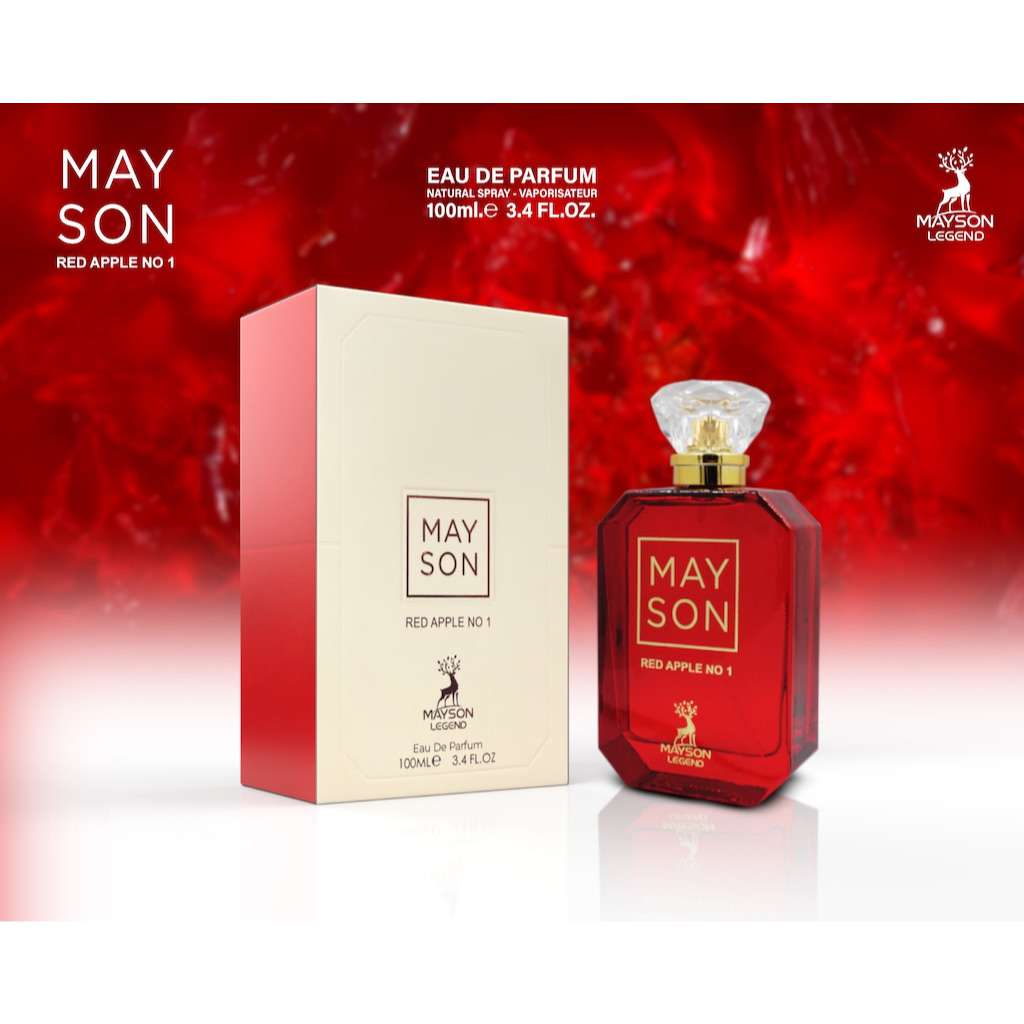 Eau de Parfum Red Apple No 1 100 ml Mayson Legend, flacon rouge rubis bouchon cristal doré