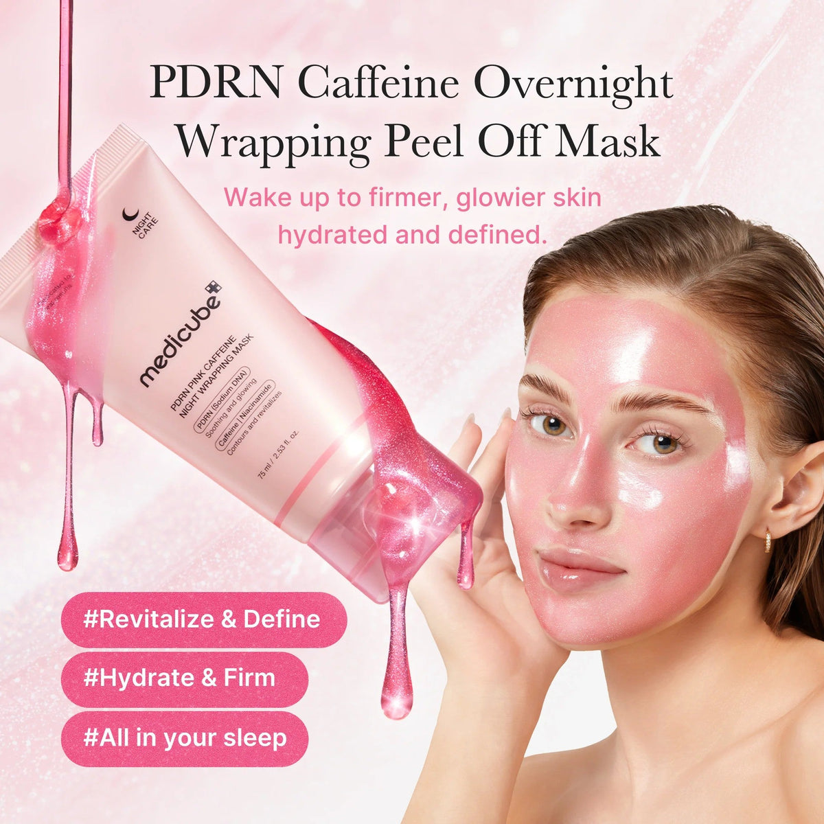 Masque wrapping PDRN et caféine de Medicube, 75 ml, vue de profil