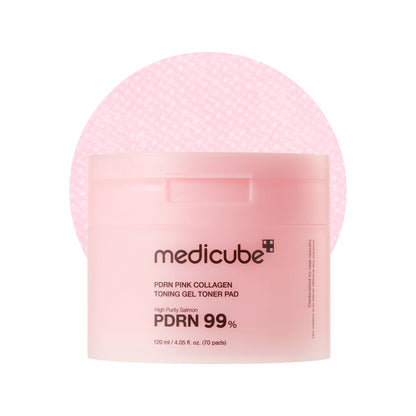 Boîte de 70 pads toniques Medicube PDRN Pink Collagen, vue de face