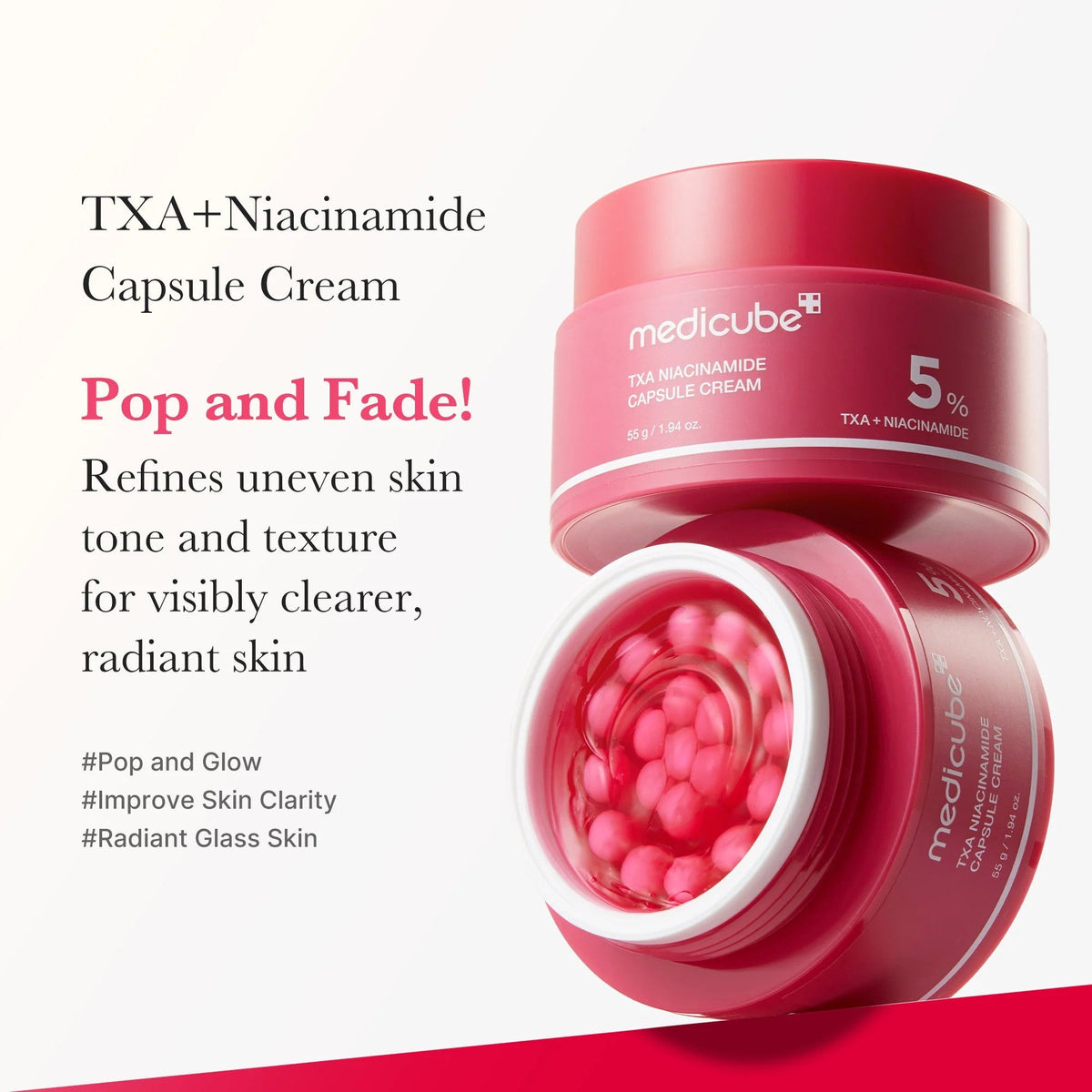Détail de l'emballage de la crème anti-taches Medicube TXA Niacinamide