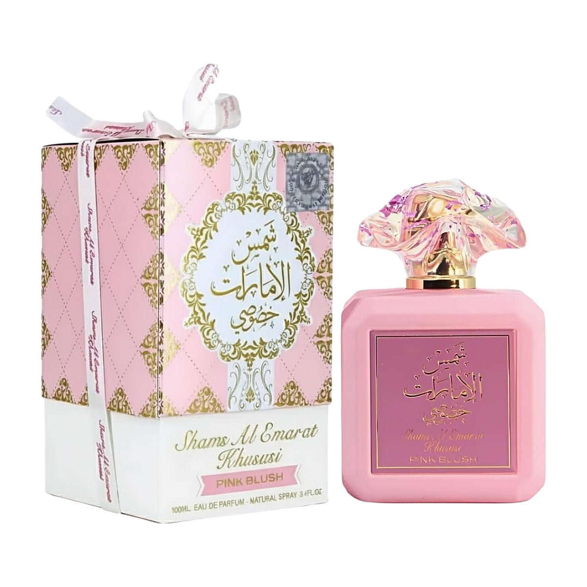 Ard Al Zaafaran Pink Blush Shams Al Emarat Khususi eau de parfum 100 ml : flacon rose et étui capitonné