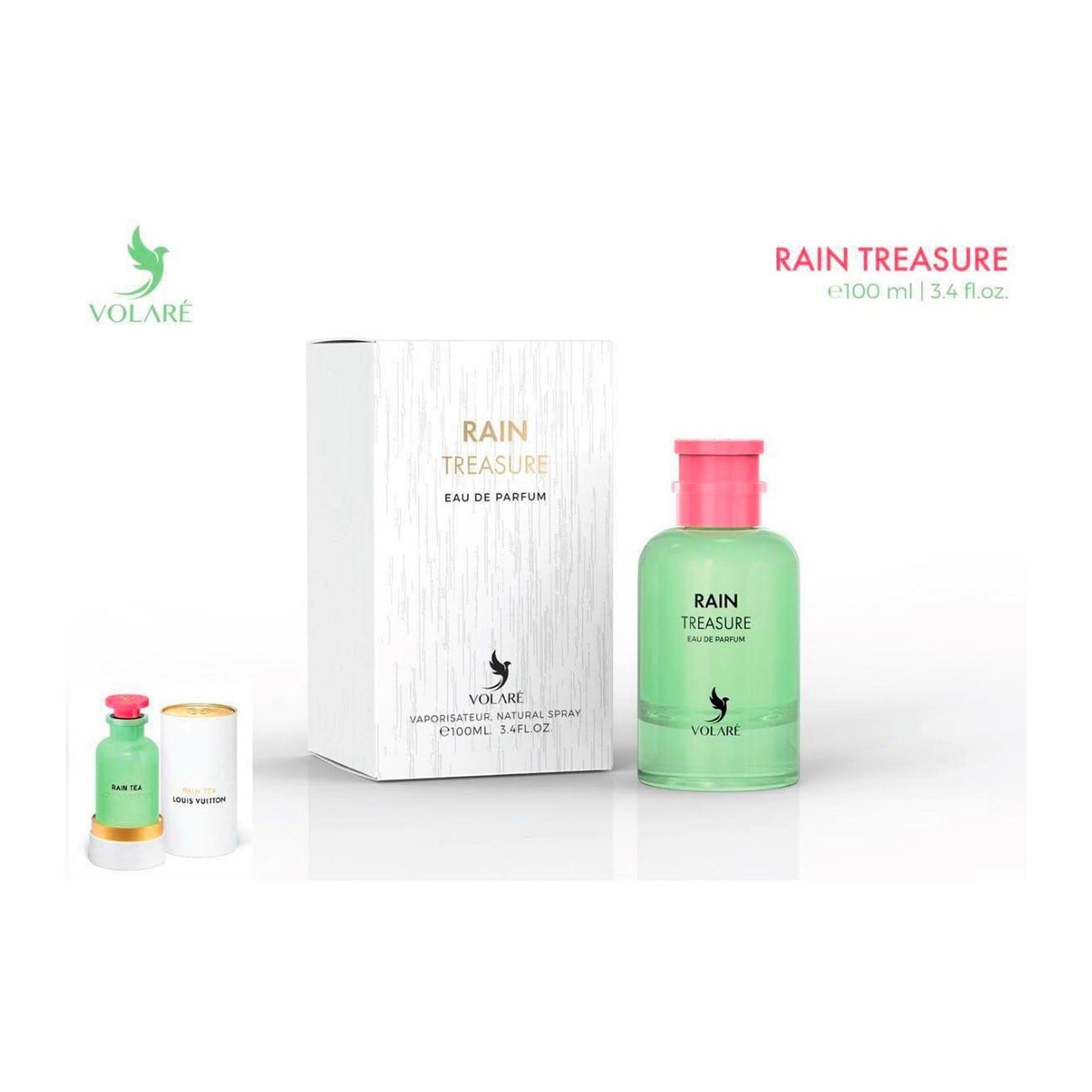 Rain Treasure Volaré eau de parfum 100ml flacon blanc épuré et coffret
